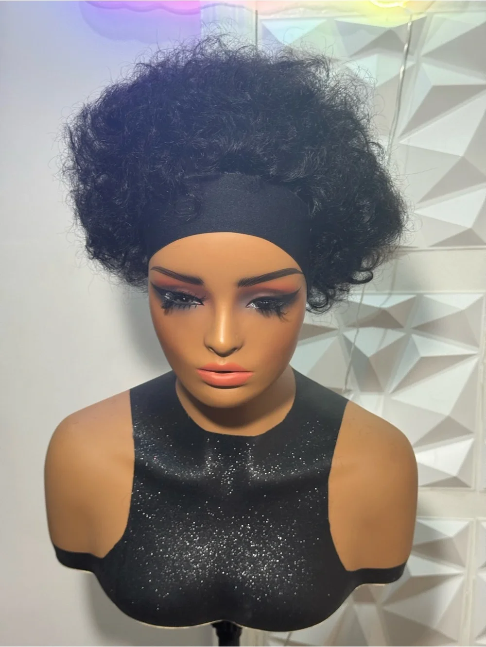 100% Human Hair Afro Curly Headband Wig | Glueless Short Natural Look Wig
